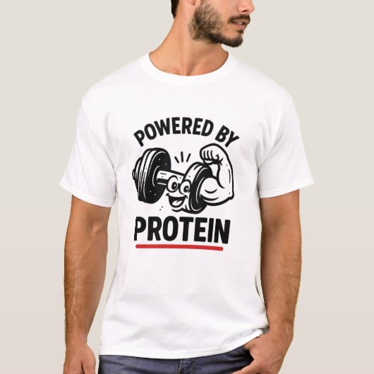 Powered by Protein T - Shirt - Gym & Fitness Fuel (Vorderseite)