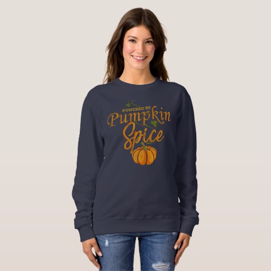 Powered by Pumpkin Spice Funny Fall Gag Sweatshirt (Vorne ganz)