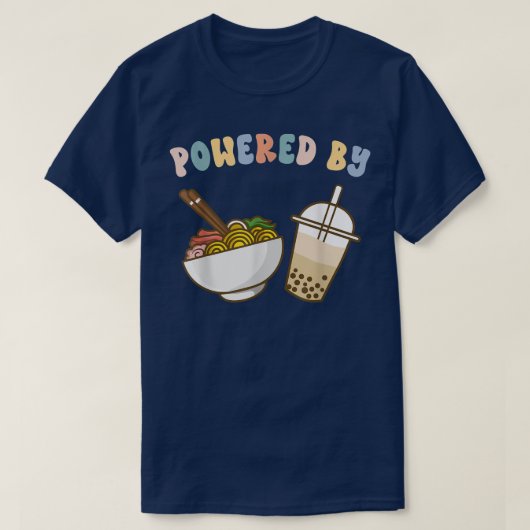 Powered by Ramen and Boba Tea Niedliche Blase Milk T-Shirt (Design vorne)