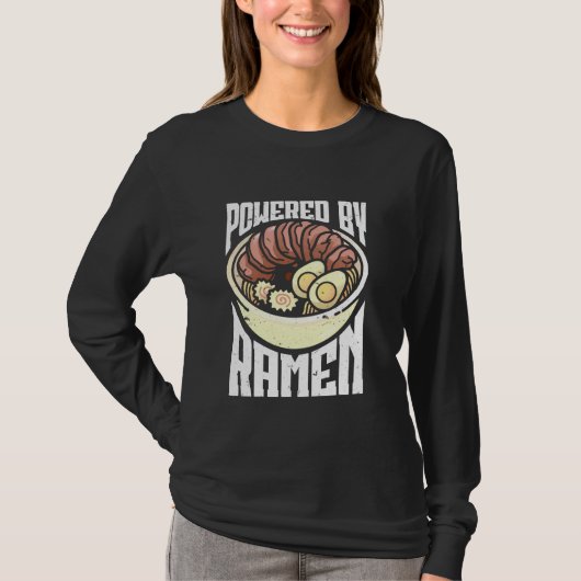 Powered By Ramen Anime Japanese Soup Cup Chopstick T-Shirt (Vorderseite)