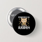 Powered by Ramen Niedlich Cat Eats Ramen Button (Vorne & Hinten)