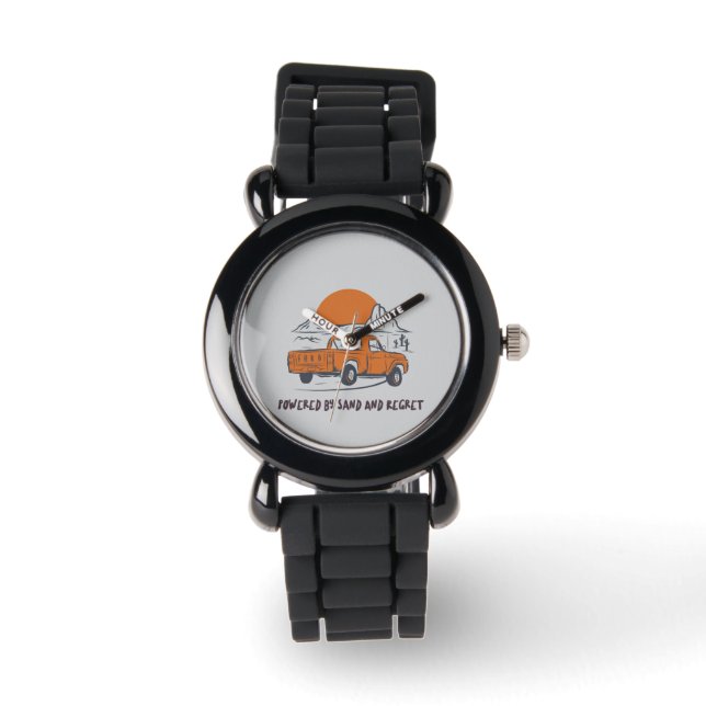 Powered By Sand And Regret Desert Camping Armbanduhr (Vorderseite)