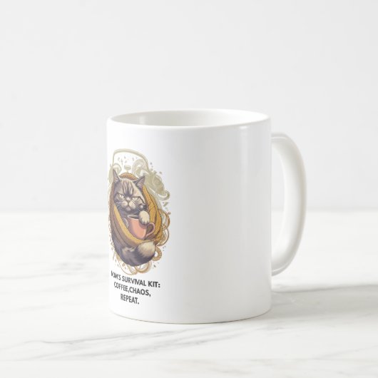 Powered by Sarcasm Cat Tee | 3 Hours Sleep Funny M Kaffeetasse (VorderseiteRechts)