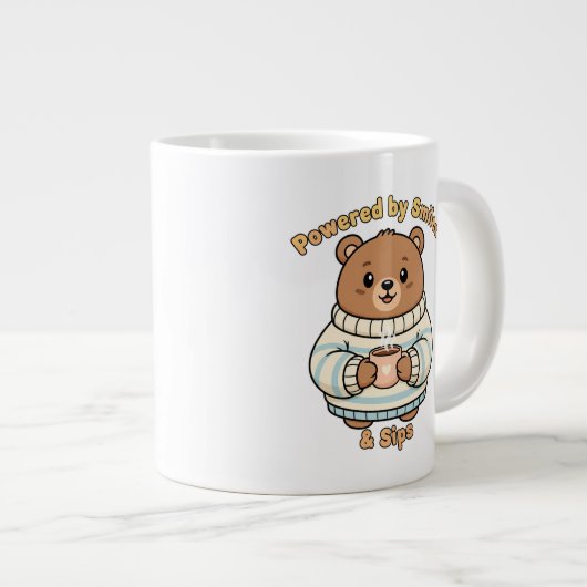 Powered by Smiles & Sips,cute Beard  Jumbo-Tasse (Vorderseite Rechts)