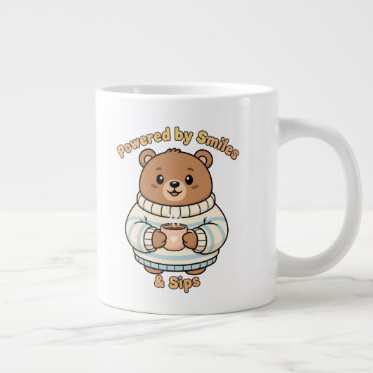 Powered by Smiles & Sips,cute Beard Jumbo-Tasse (Rechts)