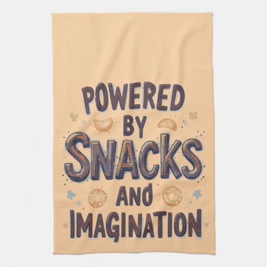 Powered by Snacks Imagination Funny Food Quote Typ Geschirrtuch (Vertikal)