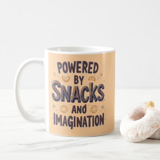 Powered by Snacks Imagination Funny Food Quote Typ Kaffeetasse (Mit Donut)