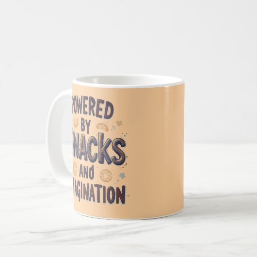 Powered by Snacks Imagination Funny Food Quote Typ Kaffeetasse (Vorderseite Links)