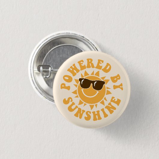 Powered by Sunshine Happy Fun Sommer Urlaub Button (Vorne & Hinten)