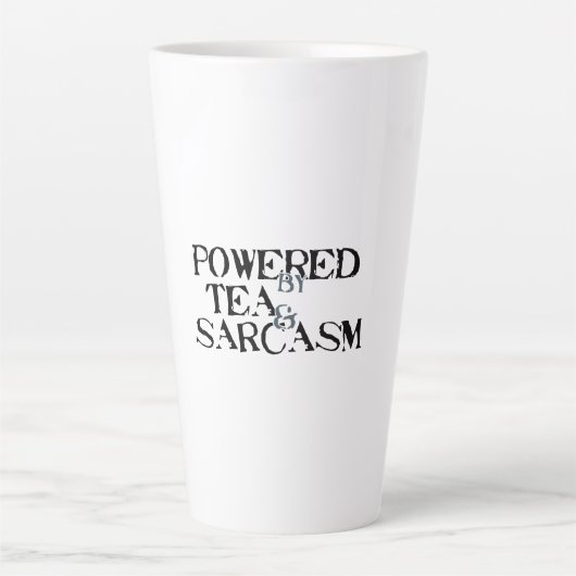 Powered by Tea & Sarcasm Milchtasse (Vorderseite)