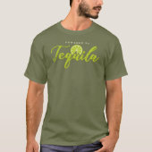 Powered by Tequila Lime Green Funny Party Gag T-Shirt (Vorderseite)