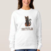 Powered by Tortitude Funny Cat Graphic Sweatshirt (Vorderseite)