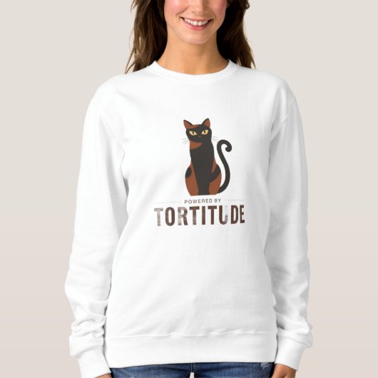 Powered by Tortitude Funny Cat Graphic Sweatshirt (Vorderseite)