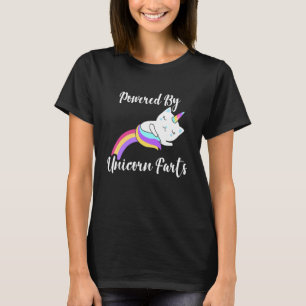 Powered by Unicorn Furzen Unicorn Cat Farting Rain T-Shirt