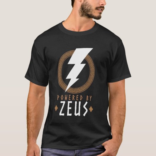 Powered by Zeus Lightning Bolt Mythology T-Shirt (Vorderseite)