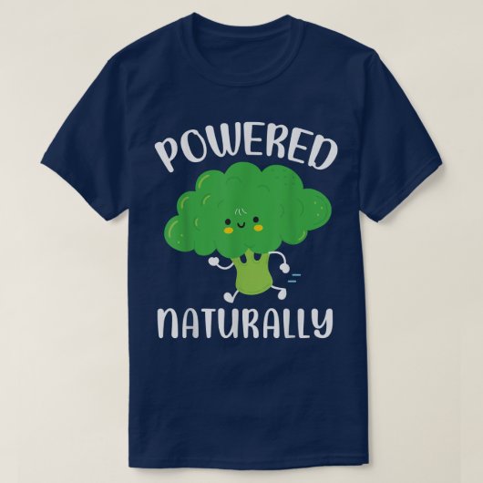 Powered Natural Vegan Vegetarian Brocc T-Shirt (Design vorne)