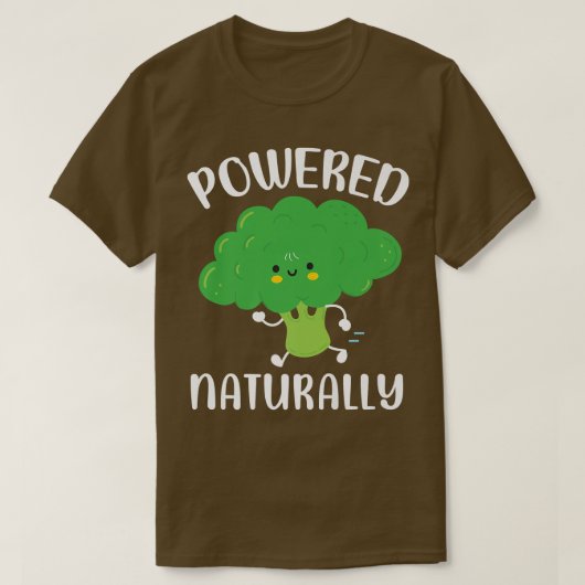 Powered Natural Vegan Vegetarian Brocc T-Shirt (Design vorne)