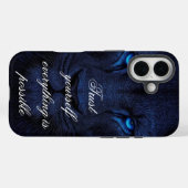 Powerful Blue Lion Motivational iPhone Wallpaper Case-Mate iPhone Hülle (Rückseite (Horizontal))