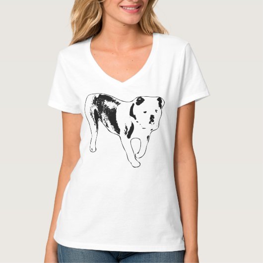 Powerful Bulldog Side View Black and White Art T-Shirt (Vorderseite)