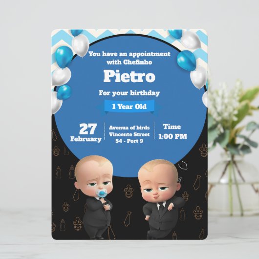 Powerful Chefinho Invitation - Party Birthday Einladung (Stehend Vorderseite)