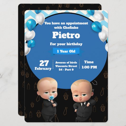 Powerful Chefinho Invitation - Party Birthday Einladung (Vorne/Hinten)