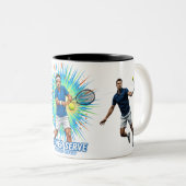 Powerful Tennis Player Serve Sport Action Mug Zweifarbige Tasse (VorderseiteRechts)