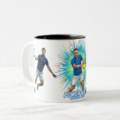 Powerful Tennis Player Serve Sport Action Mug Zweifarbige Tasse (Vorderseite Links)
