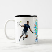 Powerful Tennis Player Serve Sport Action Mug Zweifarbige Tasse (Links)