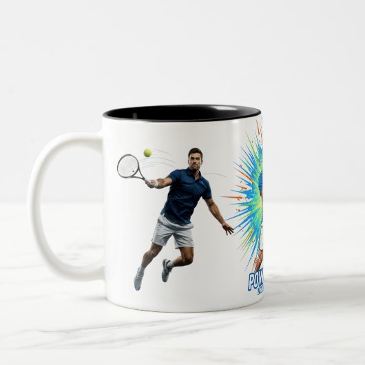 Powerful Tennis Player Serve Sport Action Mug Zweifarbige Tasse (Links)
