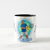 Powerful Tennis Player Serve Sport Action Mug Zweifarbige Tasse (Mittel)