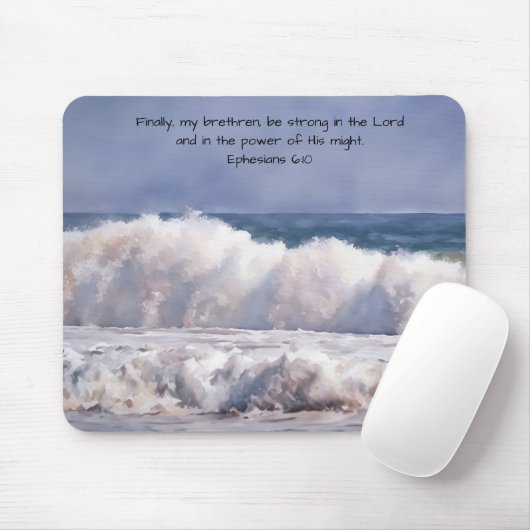 Powerful Waves Breaking at the Shore Faith Mousepad (Mit Mouse)
