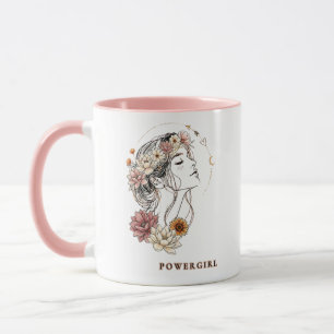 Powergirl – Blumige Weibliche Stärke & Ermutigung Tasse