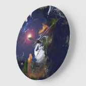 POWERHOUSE FLADE ERDE AUF FEUER GROßE WANDUHR (Winkel)