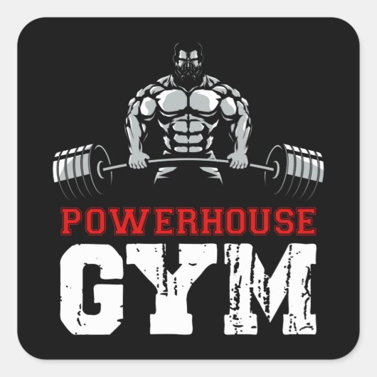 Powerhouse Gym Quadratischer Aufkleber (Vorderseite)