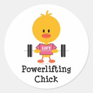 Powerlifting Küken-Aufkleber Runder Aufkleber