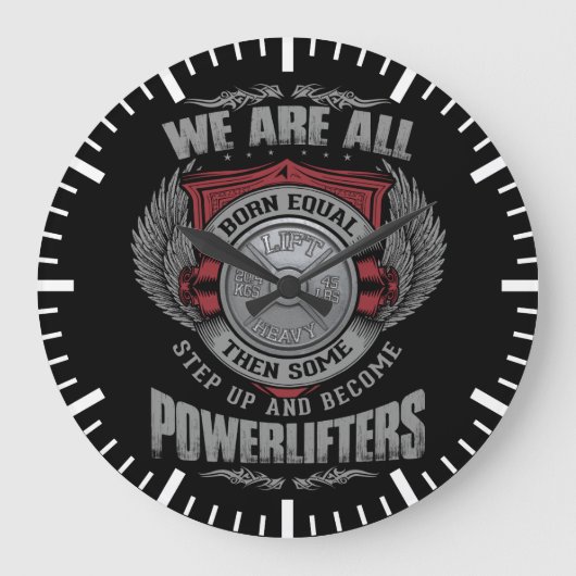 Powerlifting - STEP UP - Barbell Plate - Gym Große Wanduhr (Vorderseite)