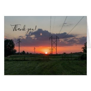 Powerline Sunset Landscape Danke Karte