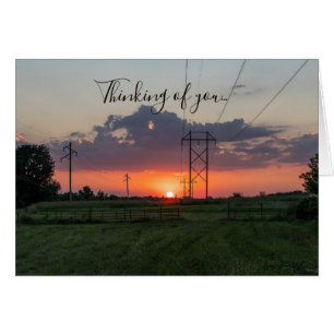 Powerline Sunset Landscape Denken Sie an Ihre Kart