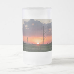 Powerline Sunset Landscape Mattiert Glass Beer Tas Mattglas Bierglas