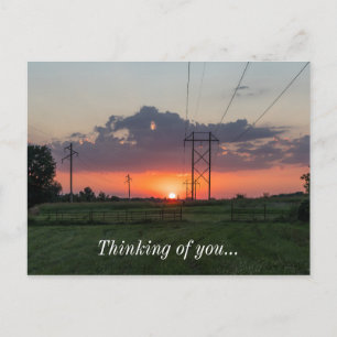 Powerline Sunset Landscape Postkarte