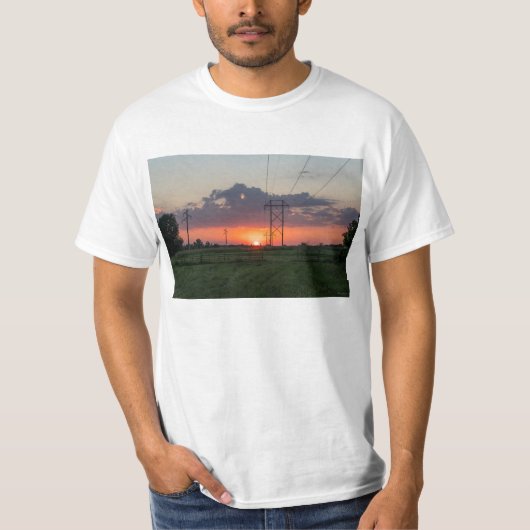 Powerline Sunset Landscape T-Shirt (Vorderseite)