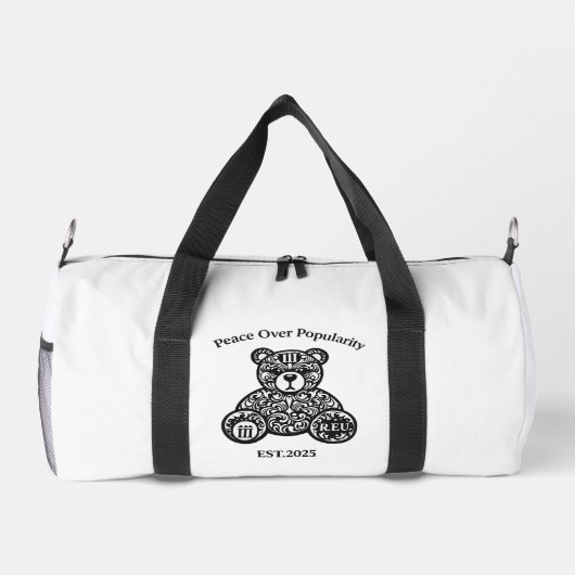 PowerOf3Brand “Peace Over Popularity” Small Duffle Bag (Rückseite)