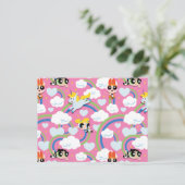 Powerpuff Girls & Donny Rainbow Pattern Einladungspostkarte (Stehend Vorderseite)