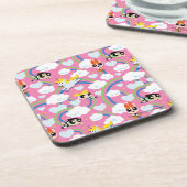 Powerpuff Girls & Donny Rainbow Pattern Getränkeuntersetzer (Linke Seite)