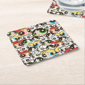 Powerpuff Girls Face Pattern Rechteckiger Pappuntersetzer (angewinkelt)