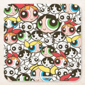 Powerpuff Girls Face Pattern Rechteckiger Pappuntersetzer (Vorderseite)
