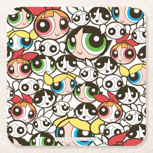 Powerpuff Girls Face Pattern Rechteckiger Pappuntersetzer (Vorderseite)