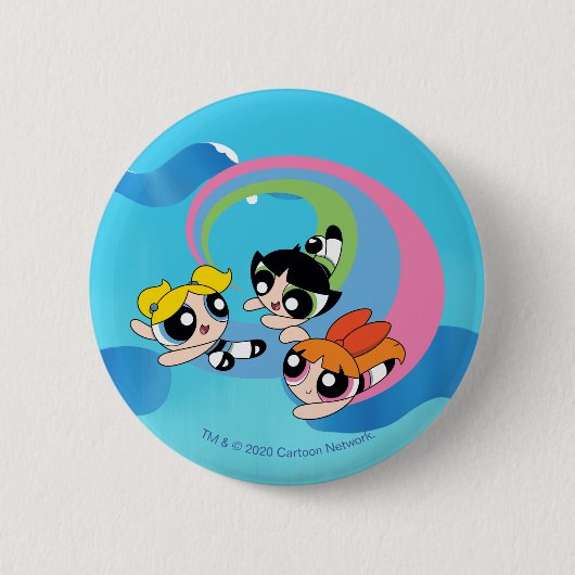 Powerpuff Girls fliegen durch den Himmel Button (Vorderseite)
