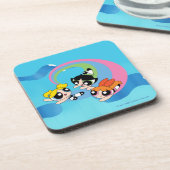 Powerpuff Girls fliegen durch den Himmel Getränkeuntersetzer (Linke Seite)