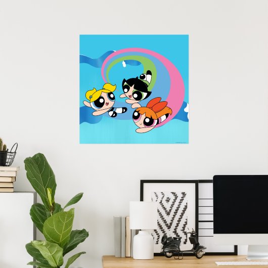 Powerpuff Girls fliegen durch den Himmel Poster (Heimbüro)